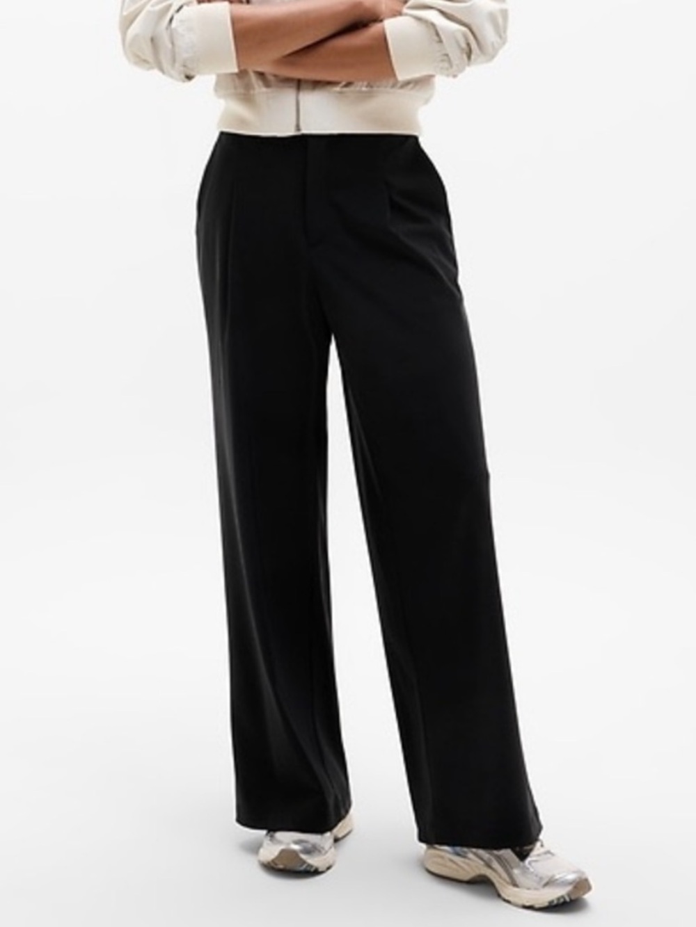Athleta Pinnacle black wide leg pants trousers 12 flowy stretch